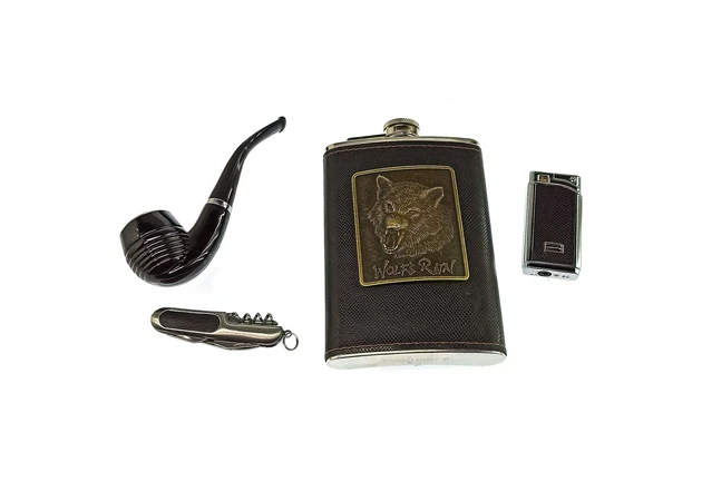 Фото 1 - Flask with tube, knife and lighter in gift packaging (24x17.5x4 cm) A