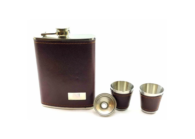 Фото 1 - Flask with stacks and a funnel in a gift package (19x17x4 cm) A