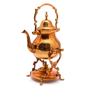 Bronze teapot with a burner on a stand Copper (30.5x19x16 cm)