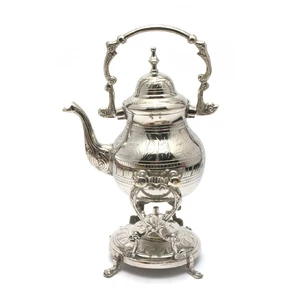Bronze teapot with a burner on a stand Chrome (30.5x19x16 cm)