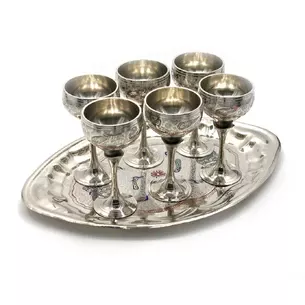 Colored bronze glasses (no. 6 pcs/50ml) (H-10.5 cm tray 30x20 cm)