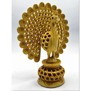 Wooden carved peacock (14cm)