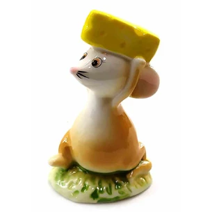 Porcelain mouse with cheese (8x5x4 cm)
