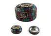 Фото 2 - Metal box with turquoise and corals (h-3.2, d-4.7 cm)