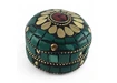 Фото 3 - Metal box with corals and turquoise (h-3.2, d-4.7 cm)
