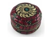Фото 5 - Metal box with corals and turquoise (h-3.2, d-4.7 cm)