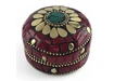 Фото 1 - Metal box with corals and turquoise (h-3.2, d-4.7 cm)
