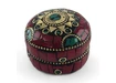 Фото 2 - Metal box with corals and turquoise (h-3.2, d-4.7 cm)