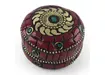 Фото 5 - Metal box with corals and turquoise (h-3.2, d-4.7 cm)