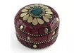Фото 1 - Metal box with corals and turquoise (h-3.2, d-4.7 cm)