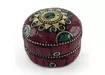 Фото 2 - Metal box with corals and turquoise (h-3.2, d-4.7 cm)
