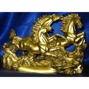 Horses 3 pieces stone crumb yellow (21x14x6.5 cm)