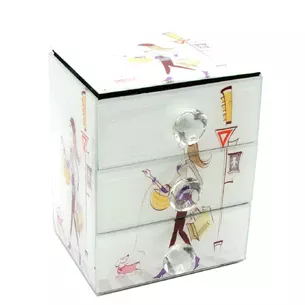 Box for decorated Girl with a dog with a glass mirror (15x12x9.5 cm)