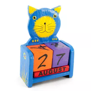 Perpetual calendar Cat tree blue (15x10x5 cm)