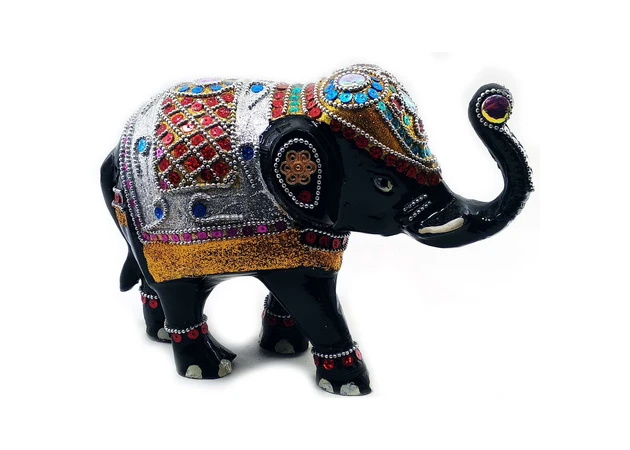 Фото 1 - Aluminum elephant with black inlay (25x18x9.5 cm)