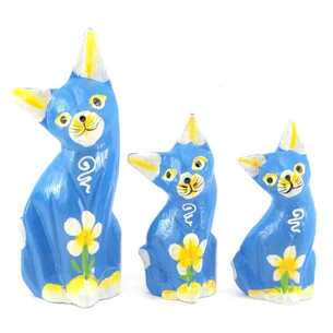 Кішки 3 шт деревяні сині (15х5х3 см 12х4, 5х2, 5 см 10,5 х4, 5х2, 5 см)