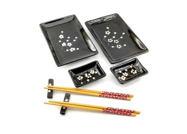 Фото 1 - Sushi service Sakura on a black background (2 persons) (28x28, 3x3.5 cm) T