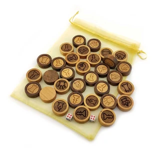 Chips for backgammon, with the image of chess pieces, checkers with a bag (d-28mm, h-10mm) 32 pcs in a set.