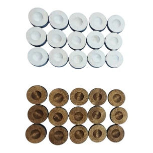 Chips for backgammon (L-28mm, H-10mm) solid wood, cubes included, white and brown with a dark edge.