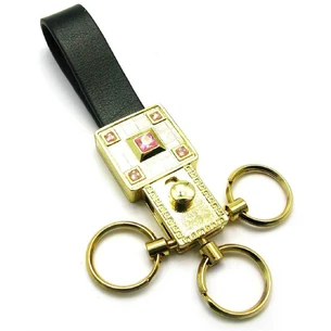 Keychain for keys with a leather strap Rhinestones 19387 C