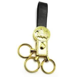 Keychain for keys with a leather strap Rhinestones 19387 D