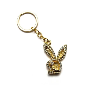 Key ring with rhinestones Play Boy gold