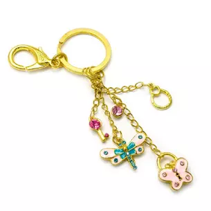 Keychain with rhinestones Butterfly and dragonfly