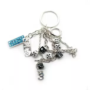 Keychain with rhinestones Game dice