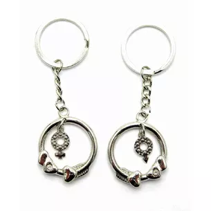 Keychains for lovers (D) Rings with hearts