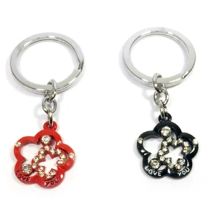 Keychains for lovers (Q) Flowers black and red
