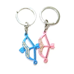 Keychains for lovers (Q) Bow with arrows blue-pink