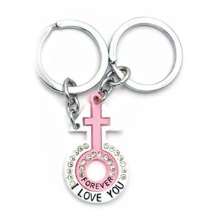Keychains for lovers (Q) Venus and Mars white and pink
