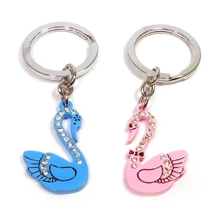 Keychains for lovers (Q) Swans pink and blue