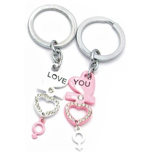 Keychains for lovers (Q) Hearts white-black