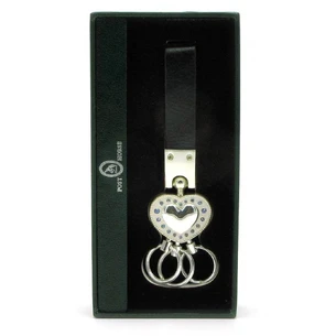 Keychain with leather strap Silver
