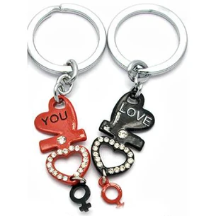 Keychains for lovers (Q) Hearts red-black