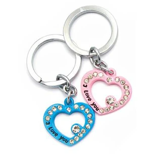 Keychains for lovers (Q) Hearts pink and blue