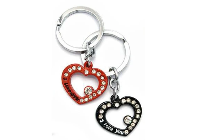 Фото 1 - Keychains for lovers (Q) Hearts black and red