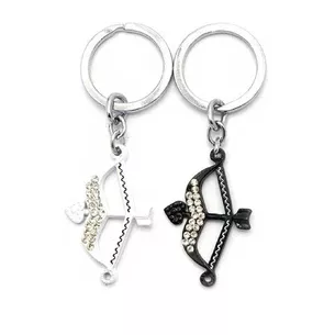 Keychains for lovers (Q) Bow black and white