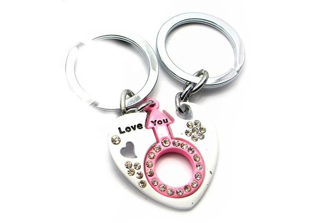 Фото 1 - Keychains for lovers (Q) Hearts (469) white-pink