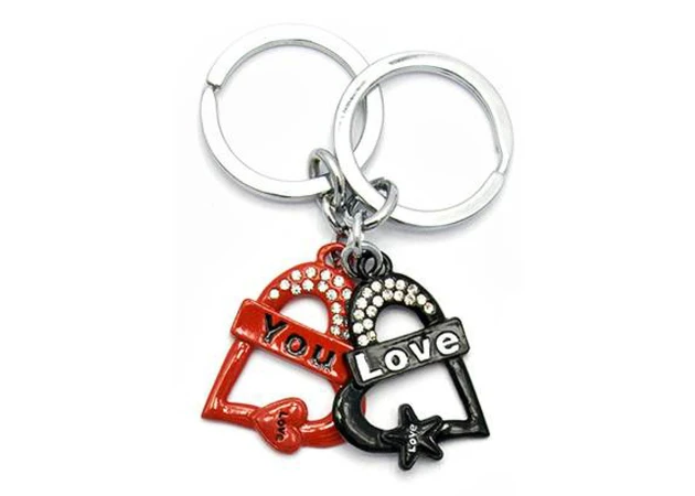 Фото 1 - Keychains for lovers (Q) Hearts red and black