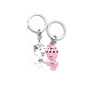 Keychains for lovers (Q) Boy and girl white and pink