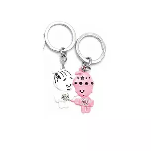 Keychains for lovers (Q) Boy and girl white and pink