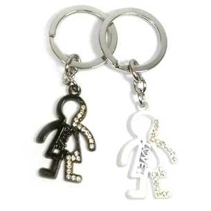 Keychains for lovers (Q) Boy and girl black and white