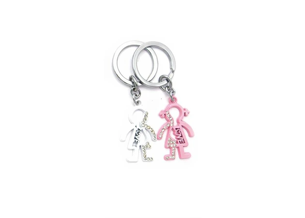 Фото 1 - Keychains for lovers (Q) Boy and girl white-pink