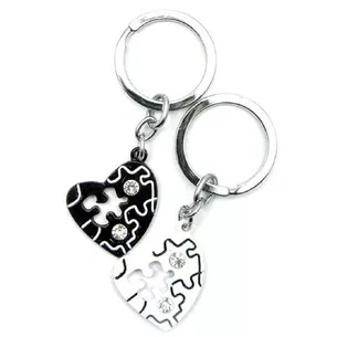 Keychains for lovers (Q) Hearts (72) black and white