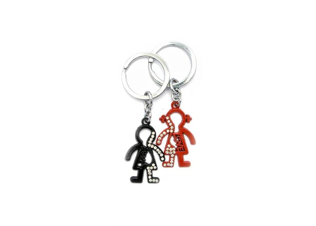 Фото 1 - Keychains for lovers (Q) Boy and girl black-red