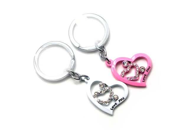 Фото 1 - Keychains for lovers (Q) Hearts are white and pink