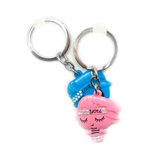 Keychains for lovers (Q) Boy with girl blue-pink