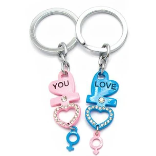 Keychains for lovers (Q) Hearts pink and blue